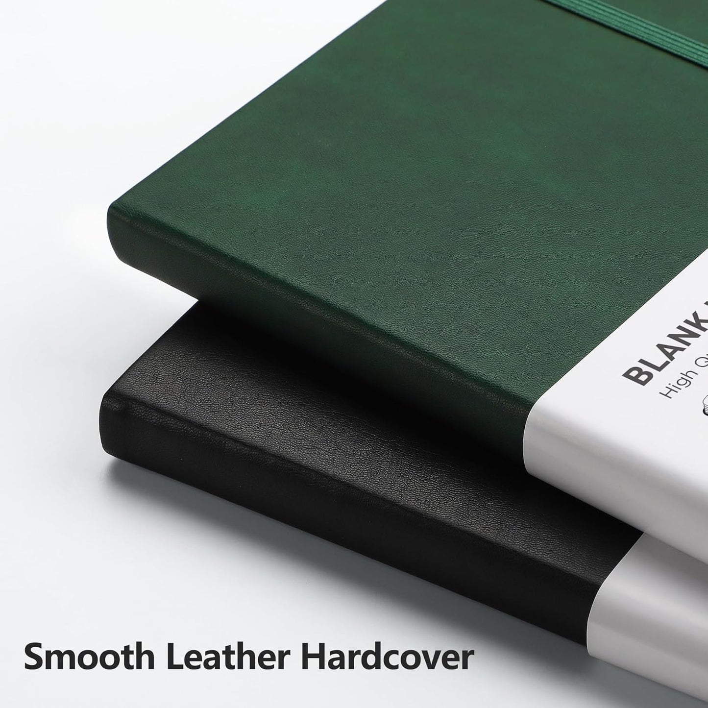 RETTACY Blank Journal Notebook, 192 Pages, A5 Medium Size (5.7'' x 8.3''), Leather Hardcover, 100 GSM Thick Paper, for Sketching, Drawing, Painting (Dark Green)