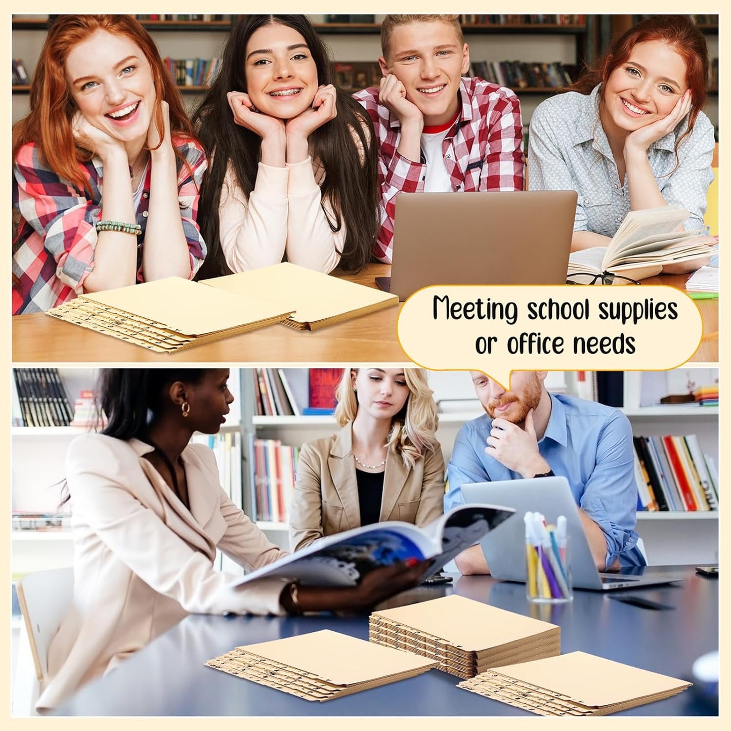 2 Set 50 Pcs Alphabet File Dividers Top Tab File Guides Set, Heavyweight A-z Letter Size Filing Cabinet Dividers 1/5 Cut Tab Desk Organizer for Work School Office