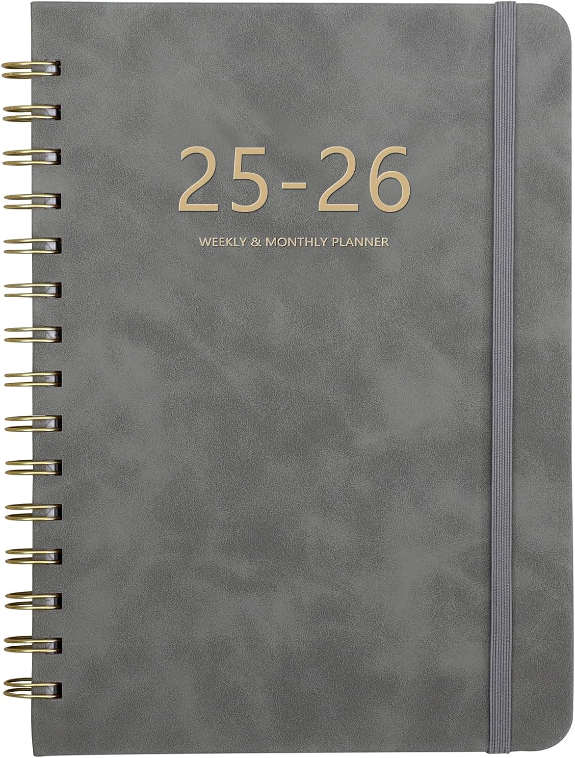 Academic Planner 2025-2026, Weekly and Monthly Calendar Planner, July 2025 - June 2026, 6.4" x 8.5", Faux Leather Cover Yearly Teacher Student Planning Agenda Book with Tabs, Pocket, Notes(Gray)