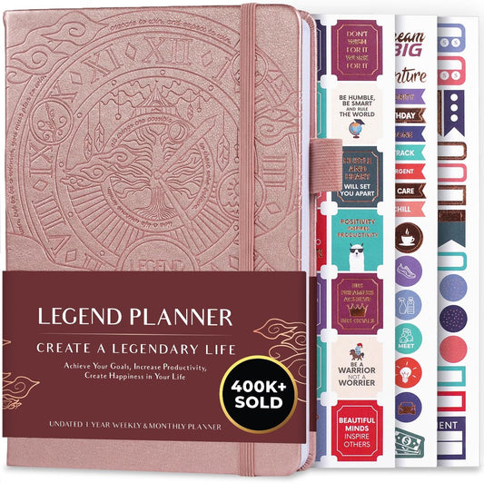 Legend Planner – Weekly & Monthly Life Planner to Hit Your Goals & Live Happier. Organizer Notebook & Productivity Journal. A5 (Rose Gold)