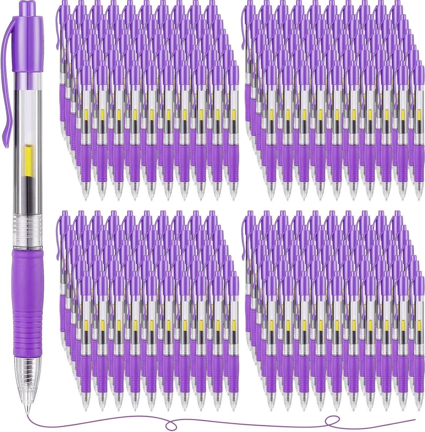 Jetec 500 Pcs Premium Gel Roller Pens Bulk, Fine Point 0.7 mm, Retractable Gel Ink Roller Ball Pens for Writing Journaling Taking Notes Office (Purple)