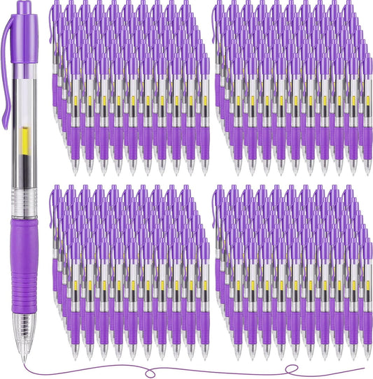 Jetec 500 Pcs Premium Gel Roller Pens Bulk, Fine Point 0.7 mm, Retractable Gel Ink Roller Ball Pens for Writing Journaling Taking Notes Office (Purple)