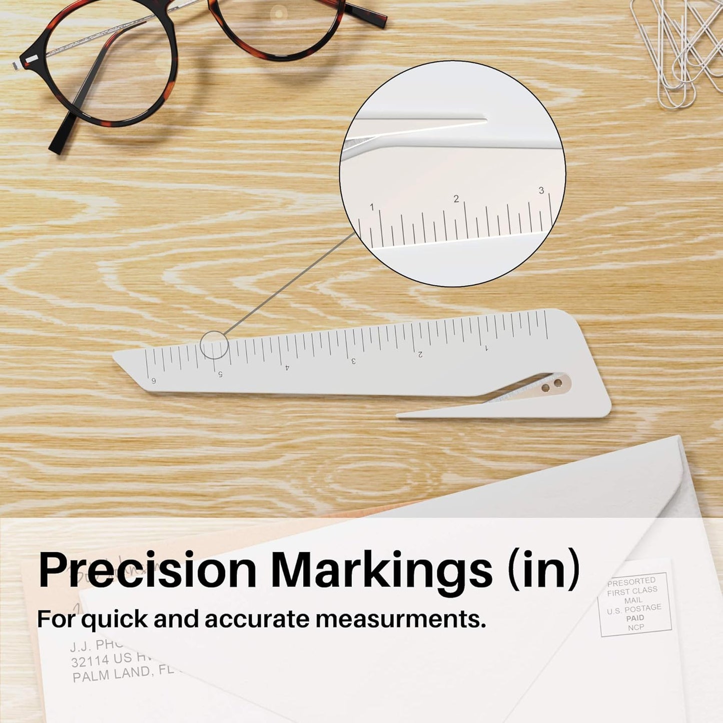 Uncommon Desks Ruler & Letter Opener Combo - Easy to Hold - Oversized Grip - Colorful 6 Inch Ruler - Envelope Opener w/Measuring Tool - Perfect for Crafts, Drafting, Sewing, & Drawing - (3 Pack)