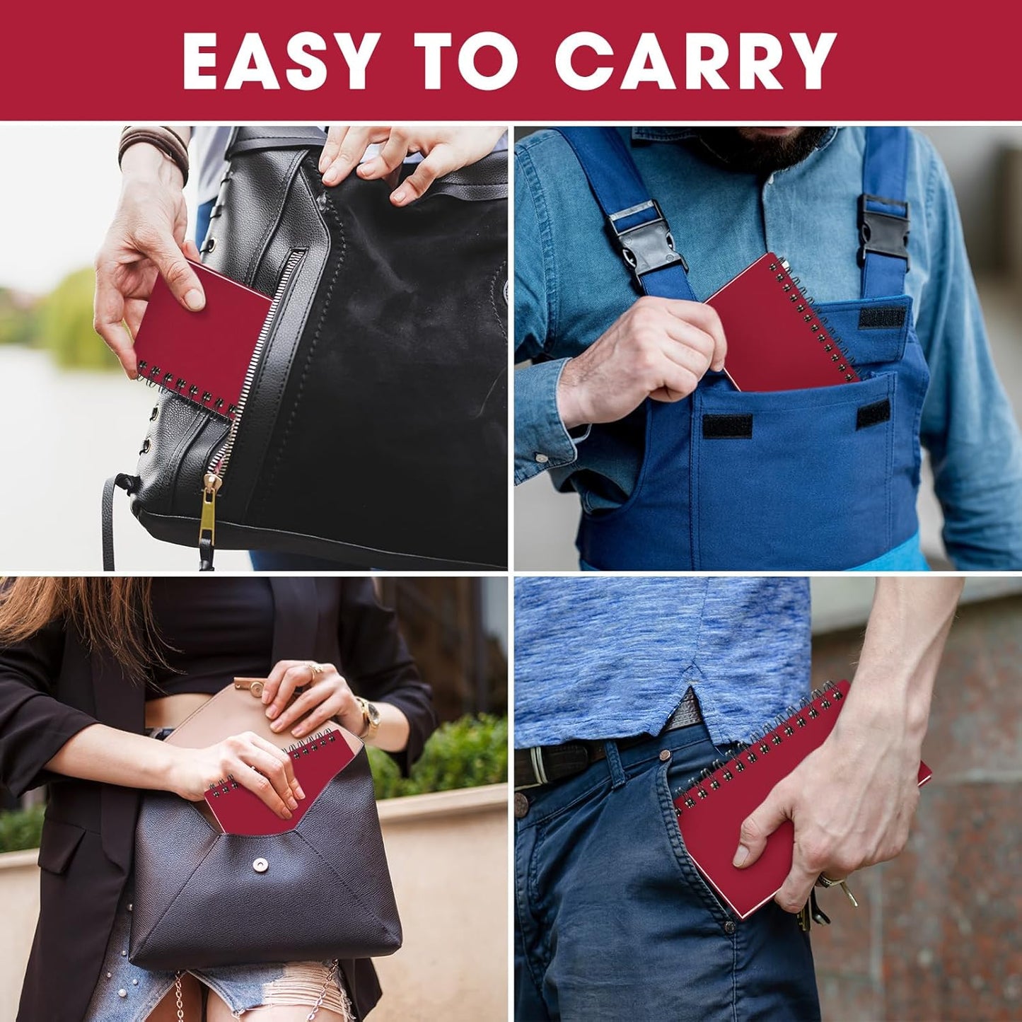 Jutom 18 Pcs Small Spiral Notebooks Memo Pads 3x5 Bulk Small Pocket Notebooks Mini Notepads with Lined Pages Mini Journals for Office Back to School Work Writing Supplies, 120 Pages (Red)