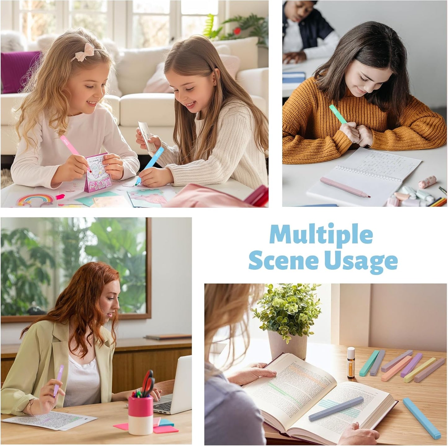 Highlighters,10Pcs Bible Highlighters,Chisel Tip Bible Markers,Pastel Purple Highlighter for Journaling Planner Notes School Supplies, assorted colors no bleed Pens