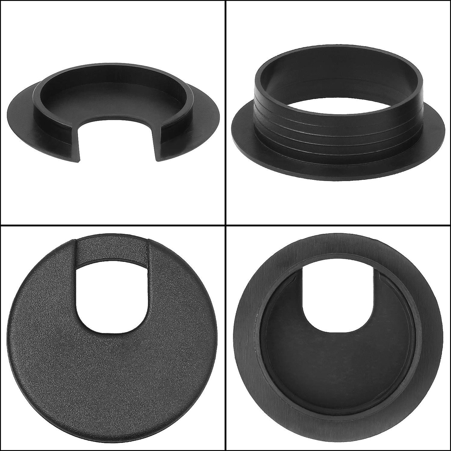 2" Desk Grommet Black, 30PACK Wire Cable Hole Cover PC Computer Desk Plastic Grommet Cord, Tidy Cable Wire Grommet for Office PC Computer Desk Cord Management, (50mm Mounting Hole Diameter)
