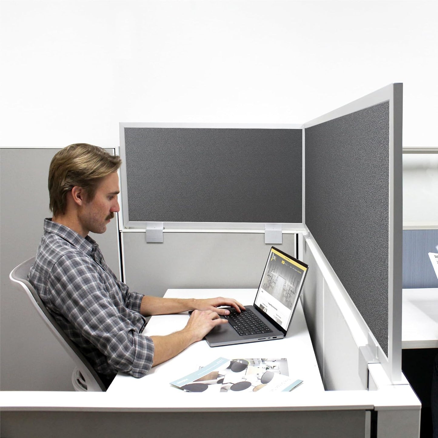 OBEX Acoustical Cubicle Privacy Screen Extender Desk Panel & Office Divider, Add Separation & Block Noise, 12" x 72", Graphite