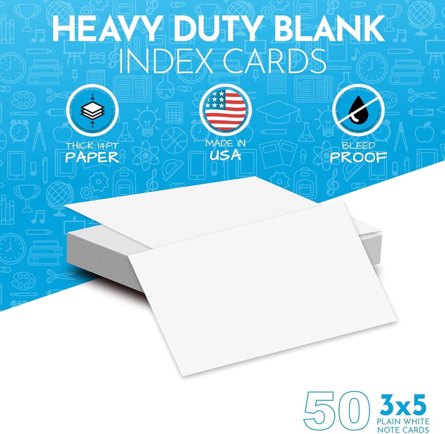 Home Advantage 3x5 Blank Index Cards - Our 50 Pack of Blank Note Cards Use Heavy Duty Cardstock to Make Them Bleed Proof