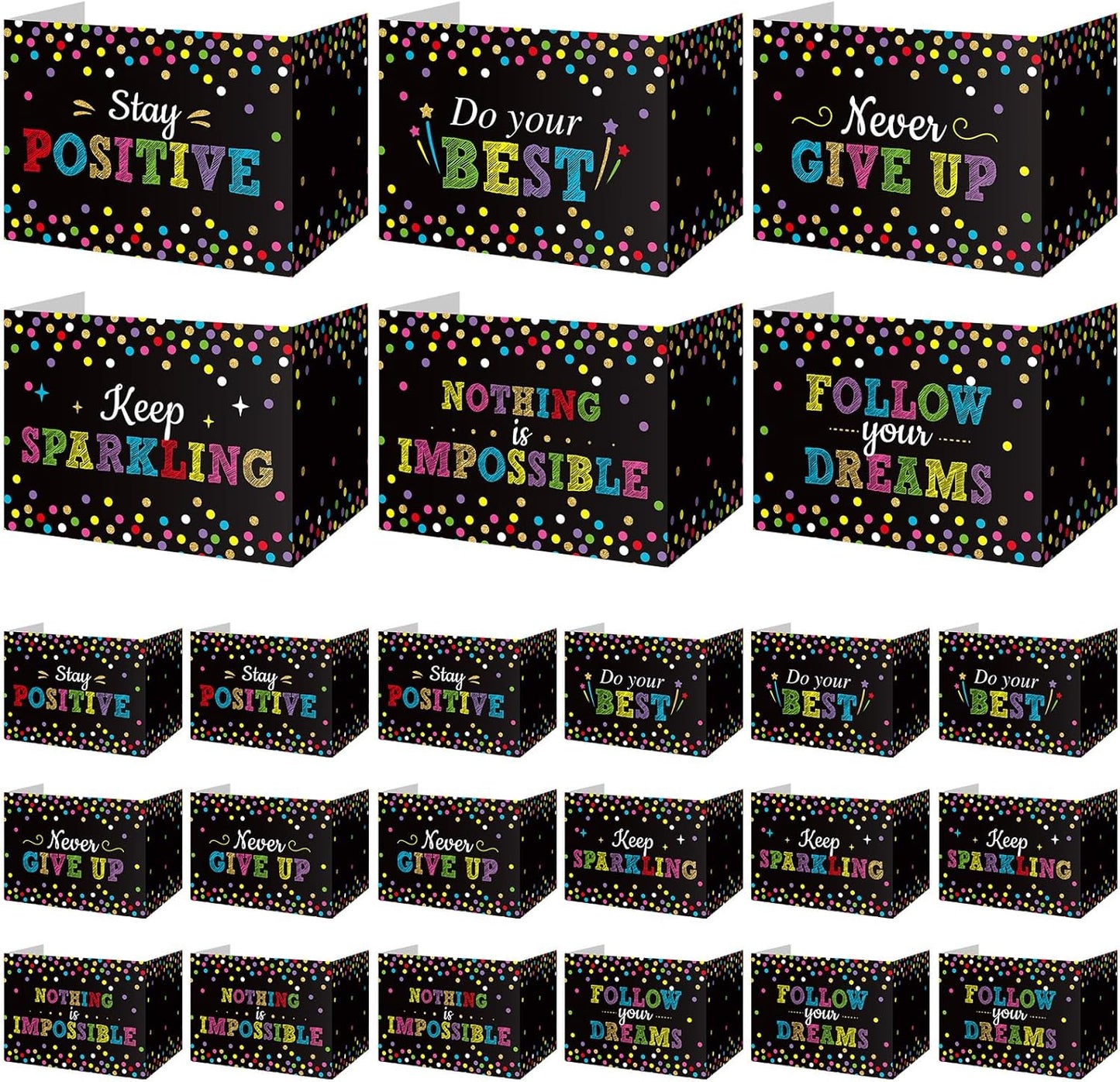 Honoson 24 Pcs Bulk Inspirational Privacy Folders for Students Cardboard Test Privacy Boards Motivational Words Desk Dividers Shield for Classroom School Study Supplies, 6 Styles(Motivational)
