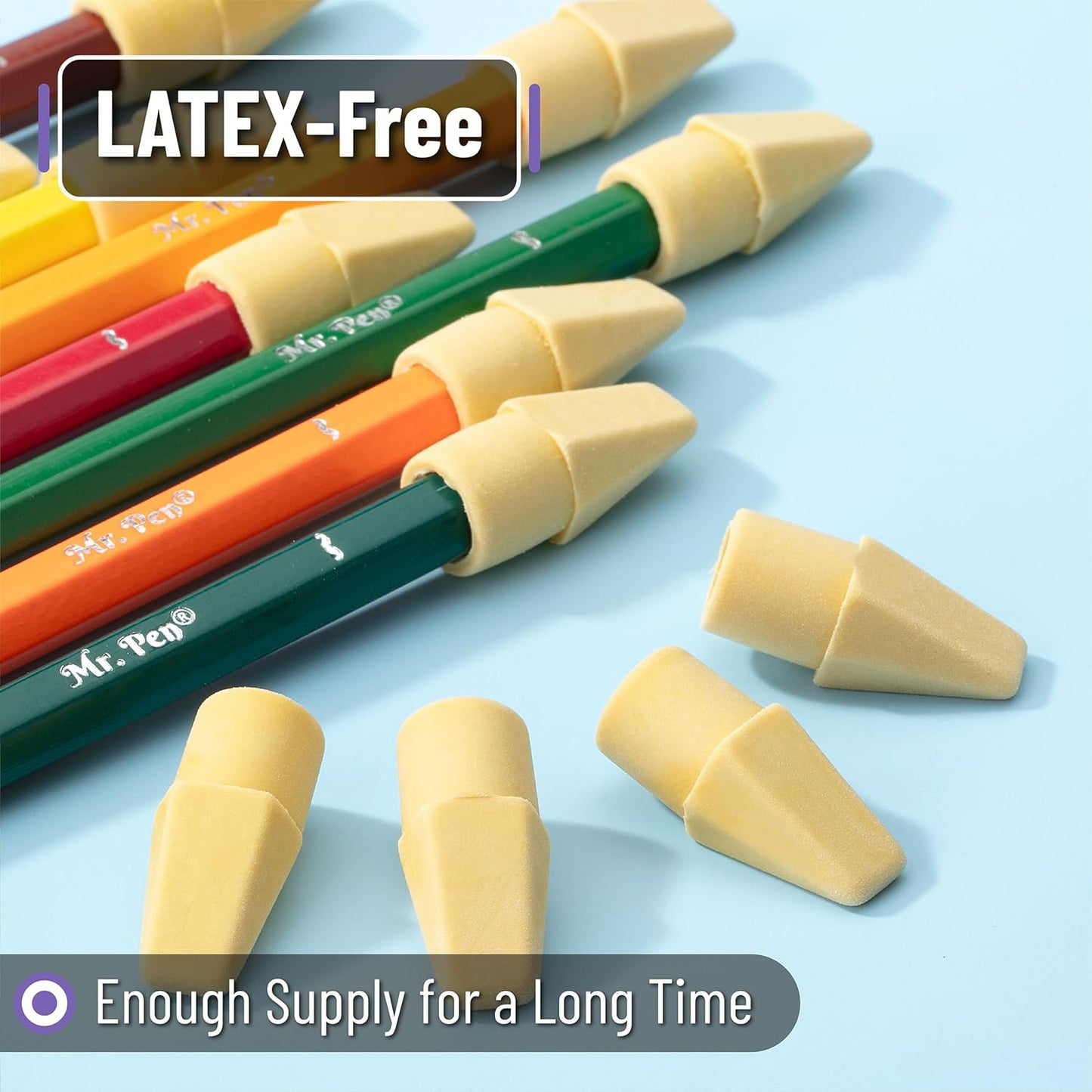 Mr. Pen- Pencil Eraser Toppers, 120 Pack, Yellow, Cap Erasers, Pencil Top Erasers, Eraser Caps, Tops for Pencils