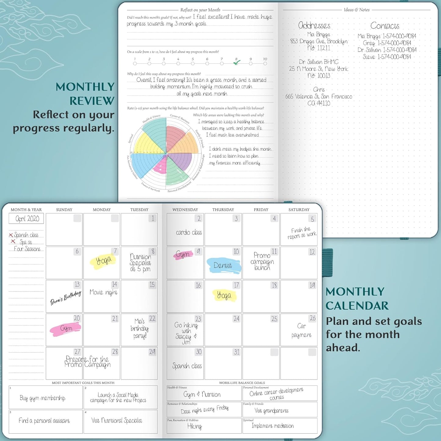 Legend Planner Hourly Schedule Edition – Deluxe Weekly & Daily Organizer with Time Slots. Time Management Appointment Book Journal for Work & Personal Life, Undated, A5 Hardcover – Dark Teal Gold