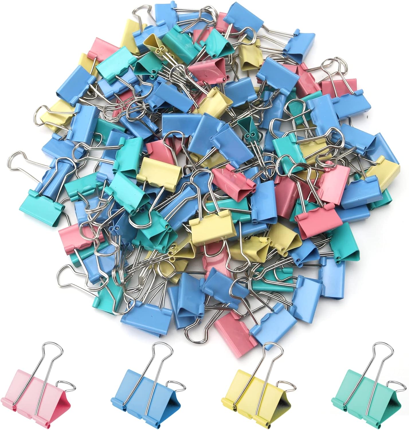 120 Pack Binder Clips 0.75 Inch, Small Paper Clamps, Assorted Color Mini Clips for Office Supplies, Home, School and Business