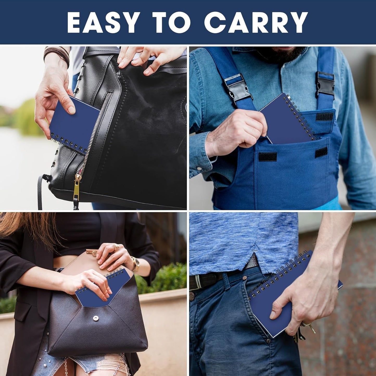 Jutom 4 Pcs Small Spiral Notebooks Memo Pads 3x5 Bulk Small Pocket Notebooks Mini Notepads with Lined Pages Mini Journals for Office Back to School Work Writing Supplies, 120 Pages (Dark Blue)