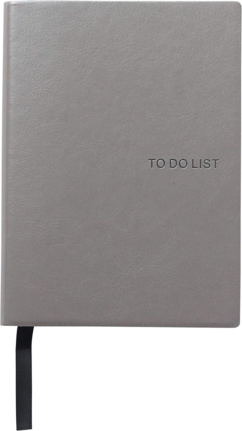 Daily to Do Checklist Notebook, Task Management, Organizer Planner, Hardcover, Ribbon Bookmark, 5.8 x 8.3”, A5 size, 110 Sheets (Grey)