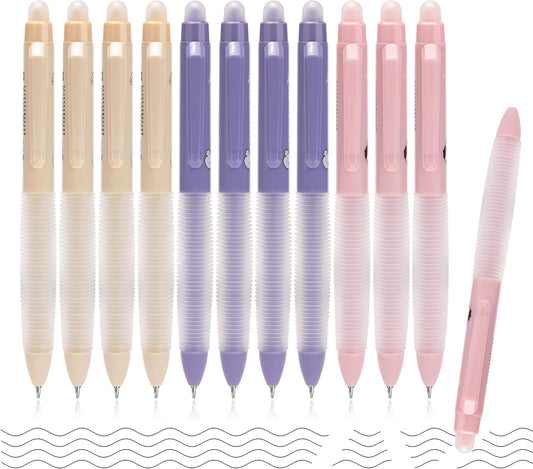 Erasable Gel Pens, SOft Grip, 0.5mm Fine Point, 12-Color Set, Heat & Friction Erasable, Smudge-Free Ink for School, Office, Bullet Journal, Exams & Left-Handed Writers, Refillable, 12-Pack