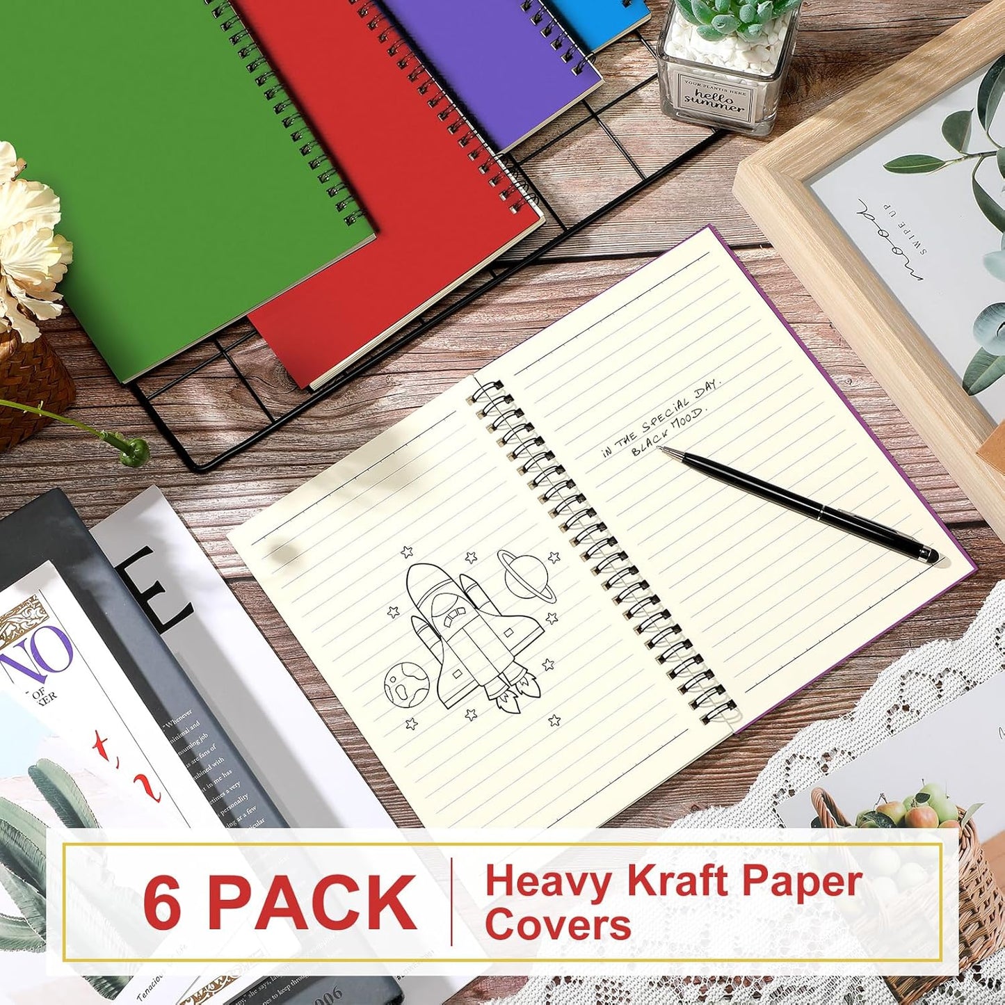 Yahenda Spiral Notebook Bulk A5 Journal Lined 8.3'' x 5.5'' Writing Composition Paper Small Notepad Subject Notebook for Students Office Business Back to School Supplies(Mixed Colors,6 Pcs)