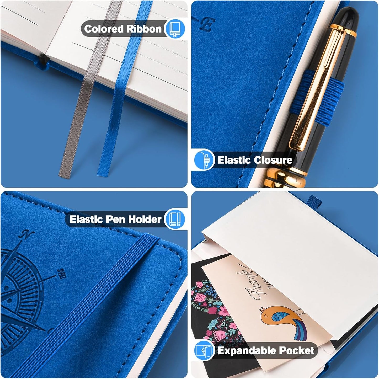 Notebook Journal for Women Men: Leather Journal for Writing, Hardcover College Ruled Journals Notebooks with Thick Paper, Large A4 Daily Journal for Travel, Diary, Gifts for Teens, 8.5"×11", Blue