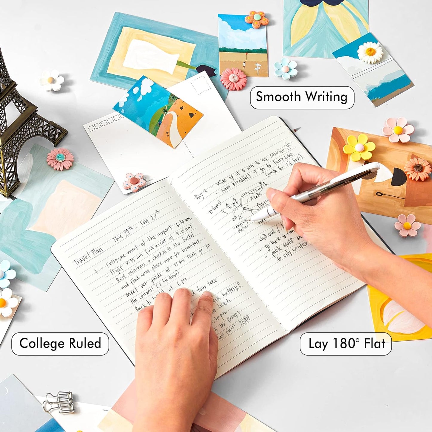 feela 16 Pack Soft Cover Journal Bulk, Lined Notebooks College Ruled for Work for Women Girl Writing, Blank Travel Journal Note Taking Notebook School Business Supplies, 8.2” x 5.5”, A5, Black