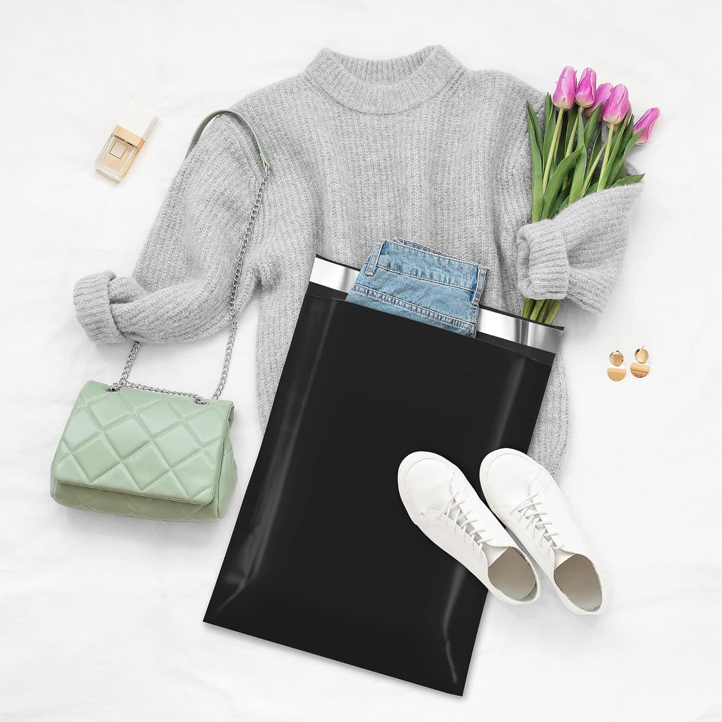 Fuxury 12x15.5 200pc Black Poly Mailers Shipping Envelops Self Sealing Envelopes Boutique Custom Bags Enhanced Durability Multipurpose Envelopes Keep Items Safe Protected