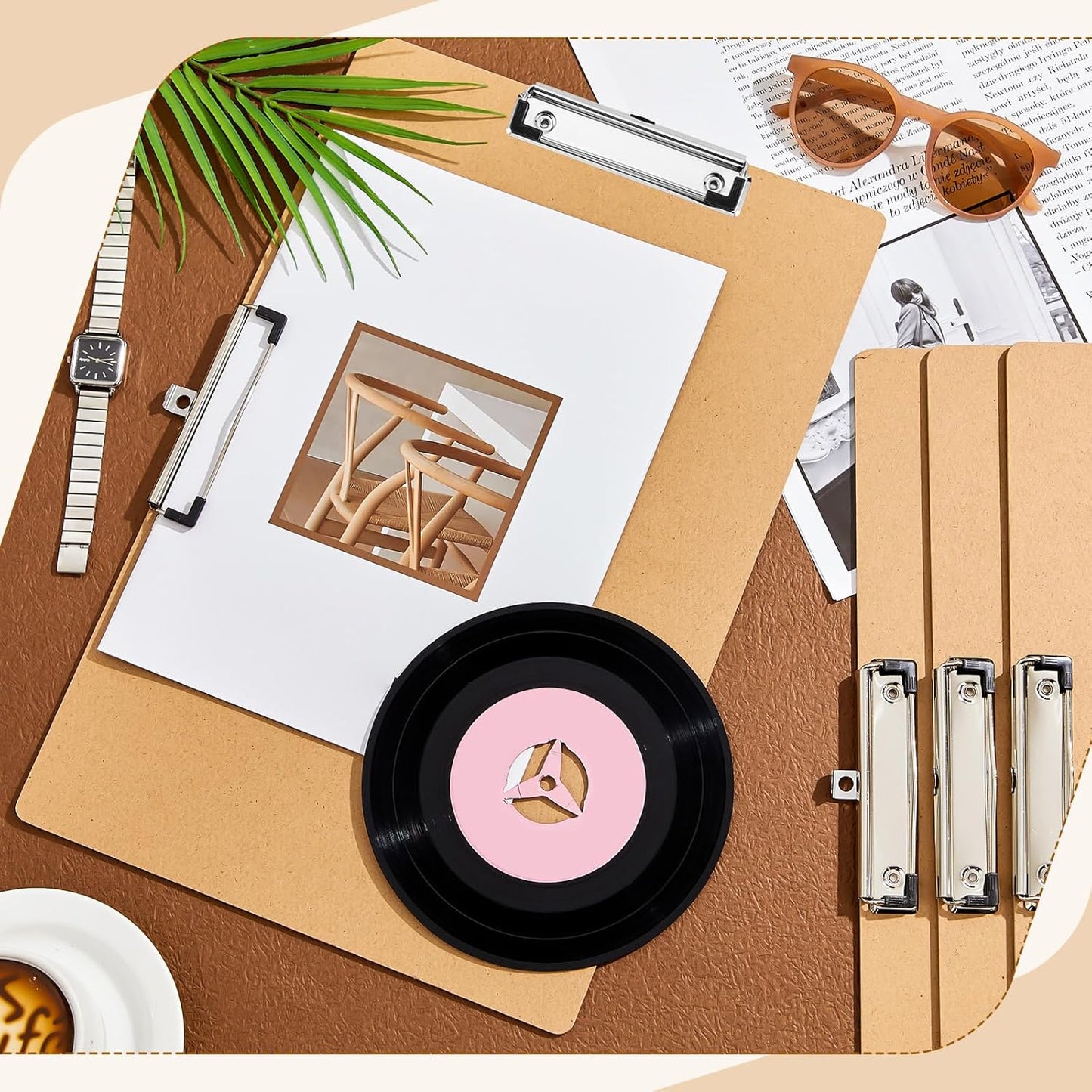 Henoyso 12 Pcs 11x17 Clipboard Wooden Lap Board with Low Profile Clip Brown Double Landscape Clip Hardboard Drawing Board Landscape Horizontal Large Clipboard for Desk Paper Sketching Art Supplies