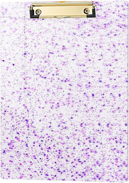 Hongri Plastic Acrylic Glitter Clipboard, 8.5x11" Stardard Letter A4 Size Clipboards for Classroom, Taecher, Women.Cute Confetti Clip Board, Office Supplies, School Supplies.