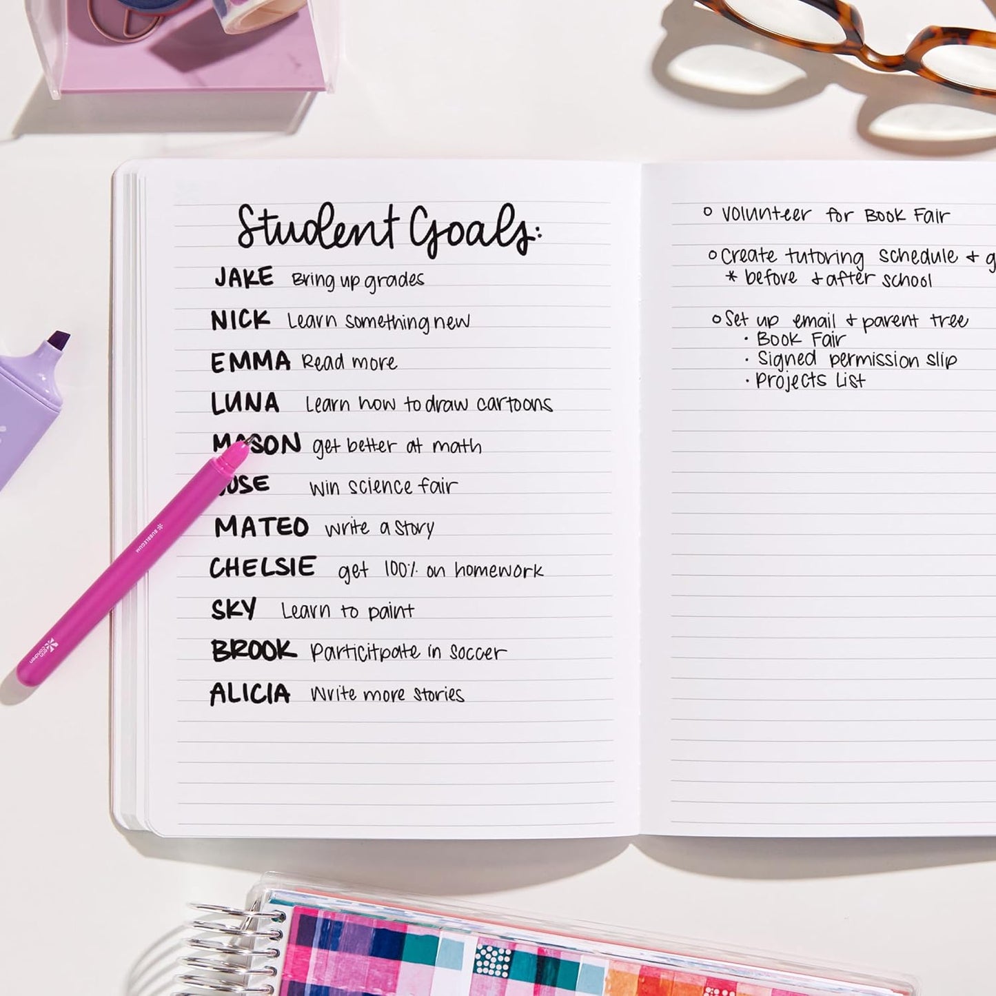 Erin Condren Bound Teacher Record Book - Evolve Classic Bound Cover | Sewn-Stitch Bound Record Book - Log and Track Attendance, Performance, and Test Scores