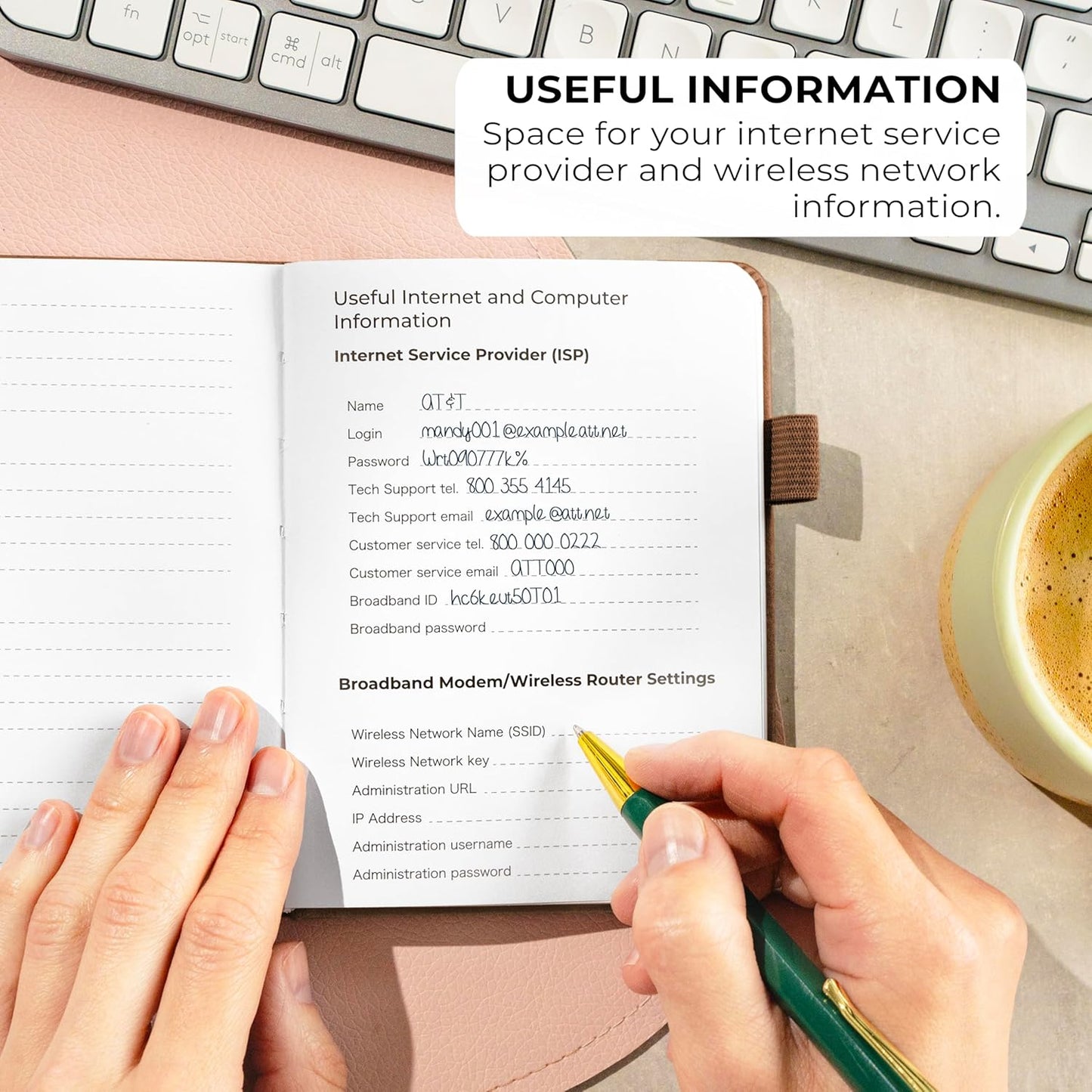 Clever Fox Password Book with alphabetical tabs. Internet Address Organizer Logbook. Small Pocket Password Keeper for Website Logins (Brown)