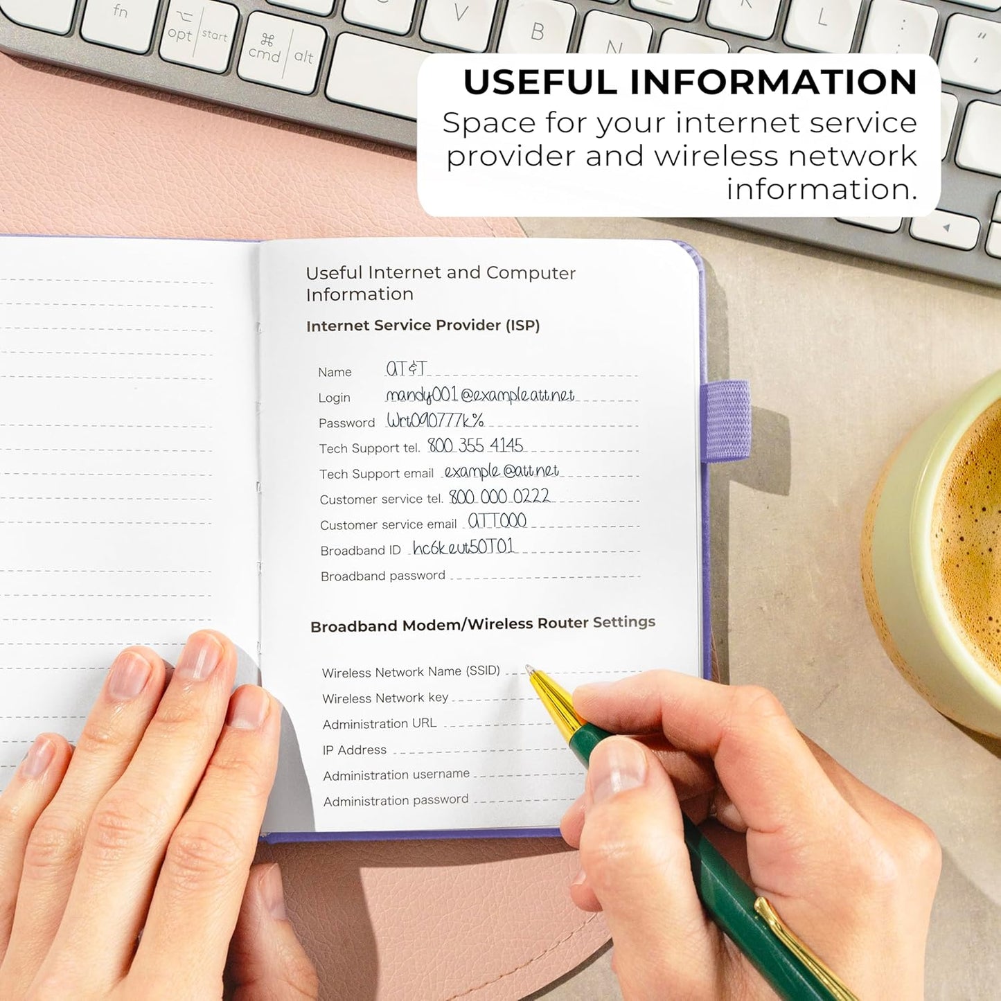 Clever Fox Password Book with alphabetical tabs. Internet Address Organizer Logbook. Small Pocket Password Keeper for Website Logins (Lavender)