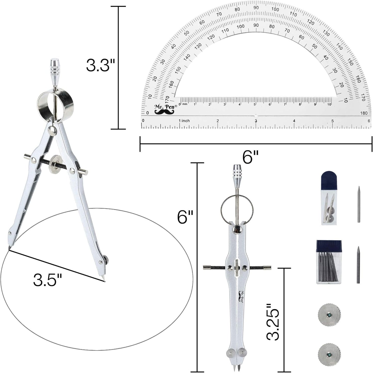 Mr. Pen- Protractor and Compass Set, Compass Protractor Set, Protractor, Compass for Geometry, Math Compass, Compass School, Math Compass and Protractor, Geometry Tools Set