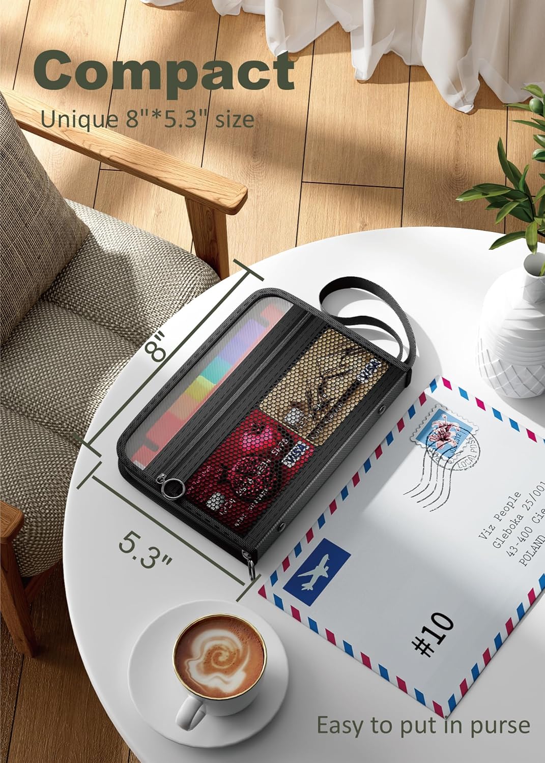 Small Receipt Coupon Organizer, A6 Size 12 Pockets Accordion File Organizer, 8X5.3 Inches, Zipper Closure