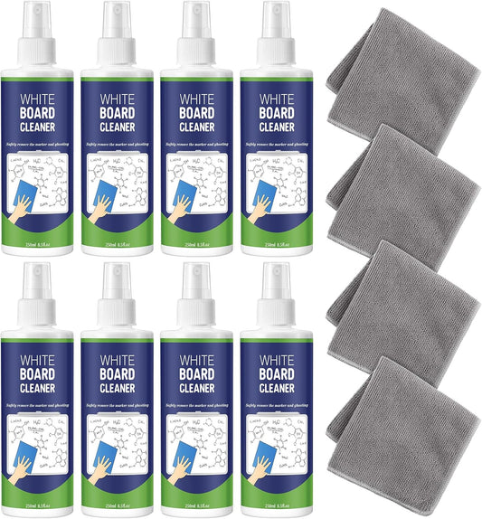 8 Pack Whiteboard Cleaner Spray 8.5oz Dry Erase Board Cleaner with 6 Cloths Non Toxic Dry Erase Cleaner Removes Stubborn Marks from Whiteboards