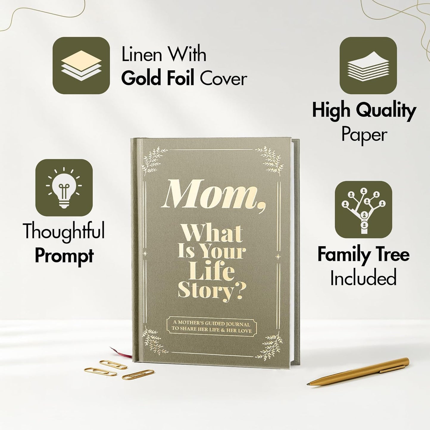 Gifts for Mom from Daughter, Son - Personalized Mothers Day Gifts for mom, Wife, Women - Moms Birthday Gift Ideas, Birthday gifts for moms - Moms Guided Journal Life Story, Mom Story Book to Fill Out
