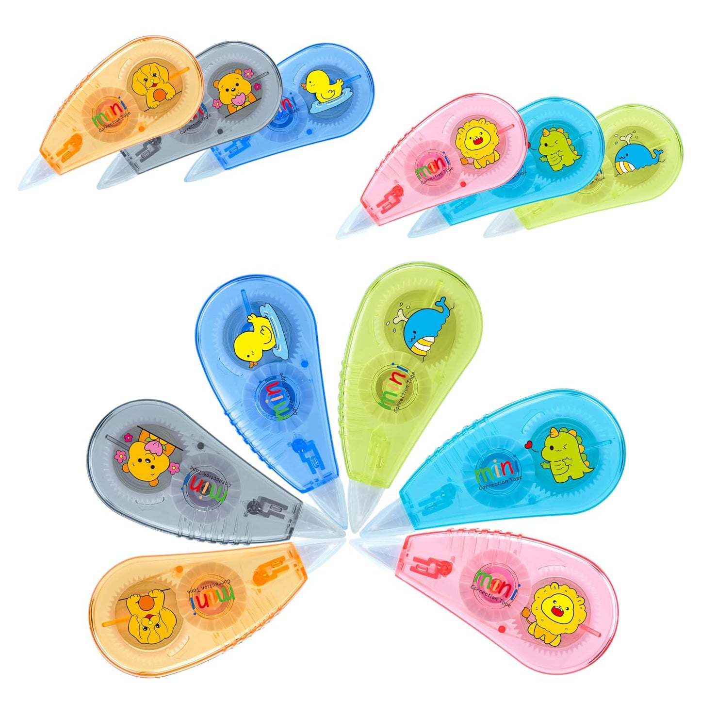 White Correction Tape, 12 Pack, 13.13 Feet Correction Tape for School and Office, Easy to Use Applicator for Instant Corrections. (Animals)