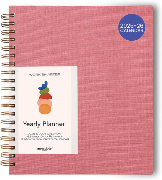 Anecdote Planner 2026 (8.5" x 10") Spiral Yearly Planner - 2026 Planner Weekly and Daily - Features a Library Buckram Cover, Brass and A4 Size Bleed-Resistant Paper - Organize All 52 Weeks. Start Anytime – Blossom