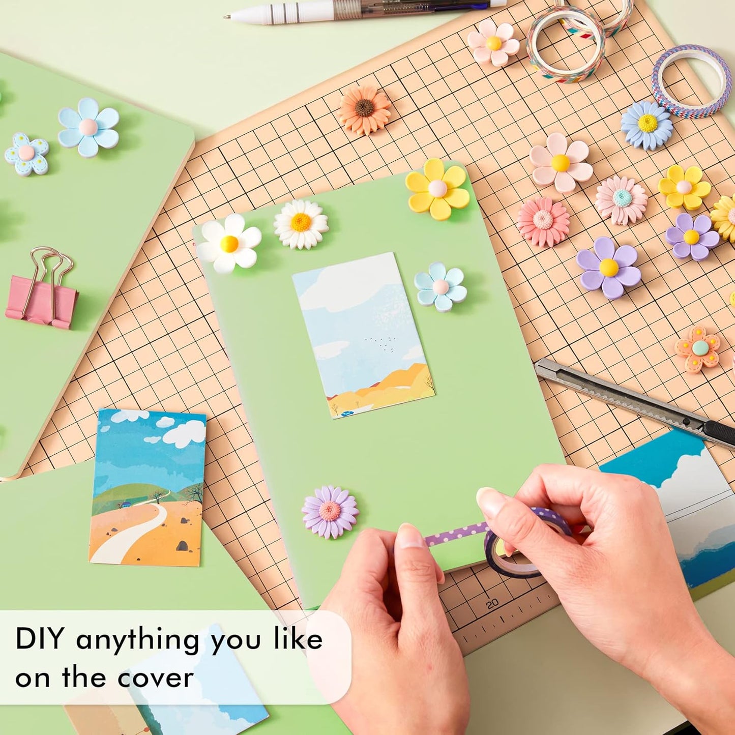 feela 8 Pack Soft Cover Journal Bulk, Notebooks College Ruled for Work, Lined Travel Journal for Women Men, Note Taking Notebook School Supplies Business Writing, 8.2” x 5.5”, A5, Light Green