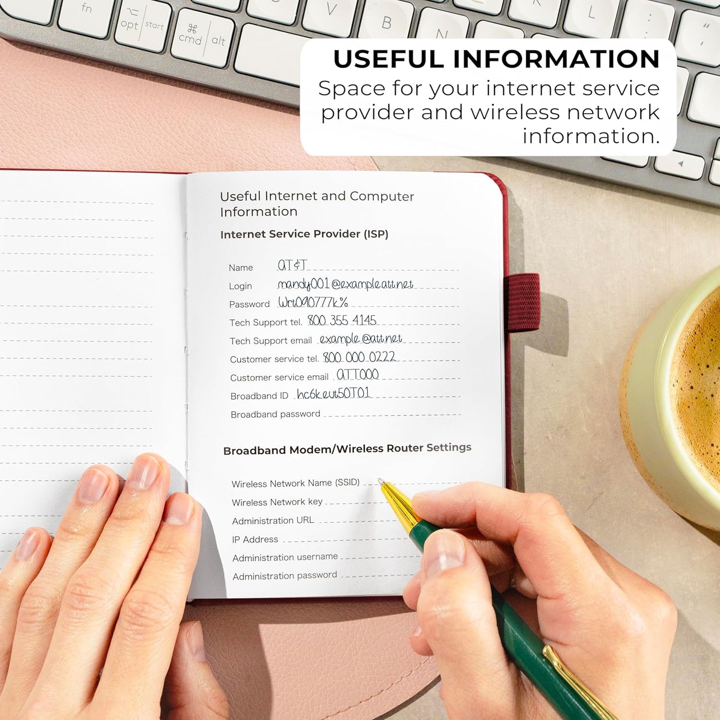 Clever Fox Password Book with alphabetical tabs. Internet Address Organizer Logbook. Small Pocket Password Keeper for Website Logins (Wine Red)