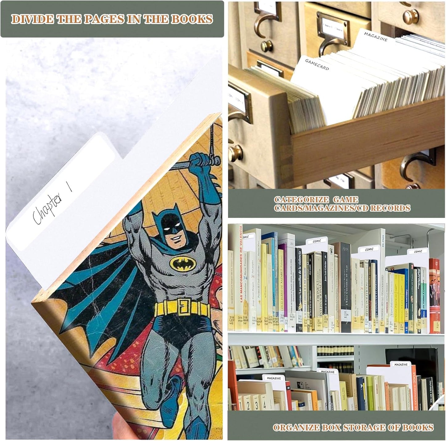 100 Pieces Comic Book Dividers with Tabs,Patient Divider Cards,Card Dividers Comic Book Boards for Storage Boxes 11.22 X 7.24 Inche