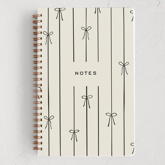 Minted Black Bow Notebook, Writing Journal for Notes & Journaling, Durable Acrylic Free Cover, Modern, Colorful & Simple Spiral Bound Journal Notebook with 80 Lined Pages, 5.5" x 8.5"