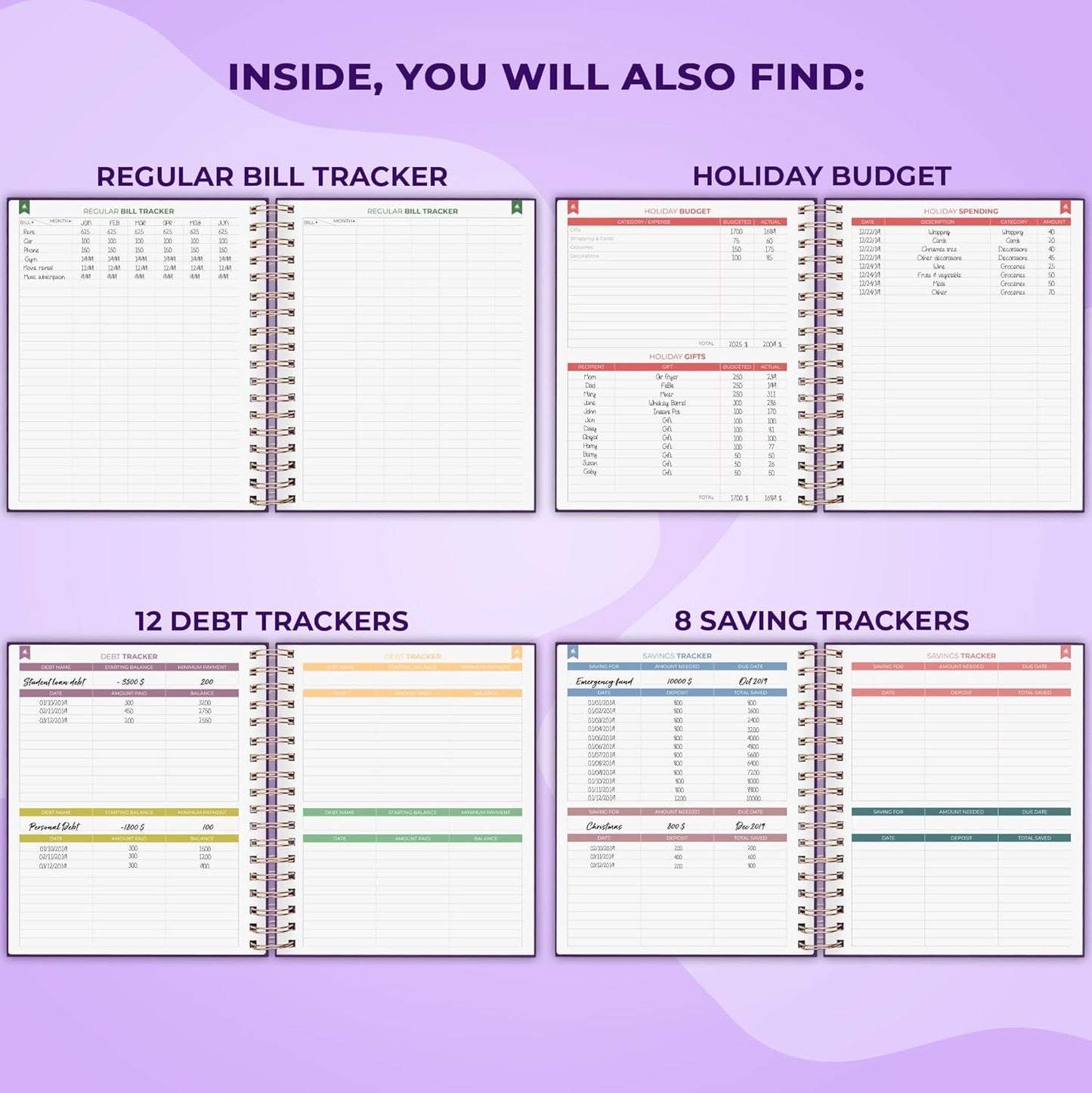 Clever Fox Budget Planner – Coiled Finance Book, Monthly Financial Journal, Budgeting Organizer & Expense Tracker Notebook, 8.5x9.5″ (Purple)