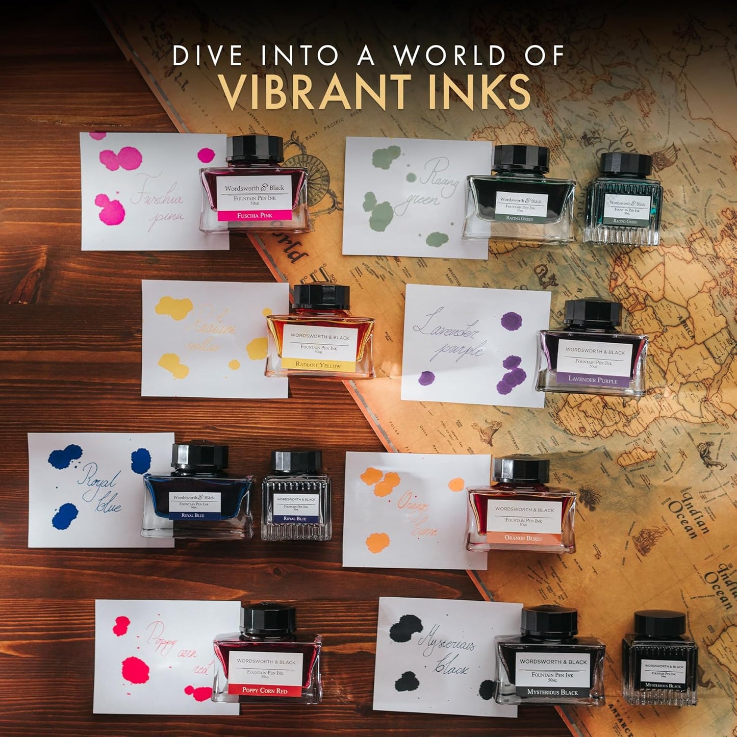 Wordsworth and Black Fountain Pen Ink Bottle (30 ml) Premium Luxury Edition, [Racing Green] Fountain Pens Bottled Ink; Classic Designed Bottle Smooth Flow 30 ml