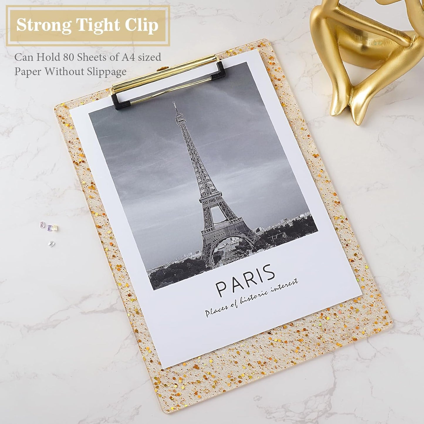 Hongri Plastic Acrylic Glitter Clipboard, 8.5x11" Stardard Letter A4 Size Clipboards for Classroom, Taecher, Women.Cute Confetti Clip Board, Office Supplies, School Supplies.