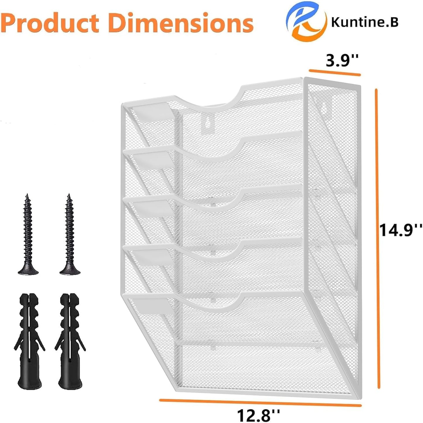 Kuntine.B Wall File Organizer Office Hanging Magazine Holder Wall File Organizer for Office Home (White, 5 Tier)