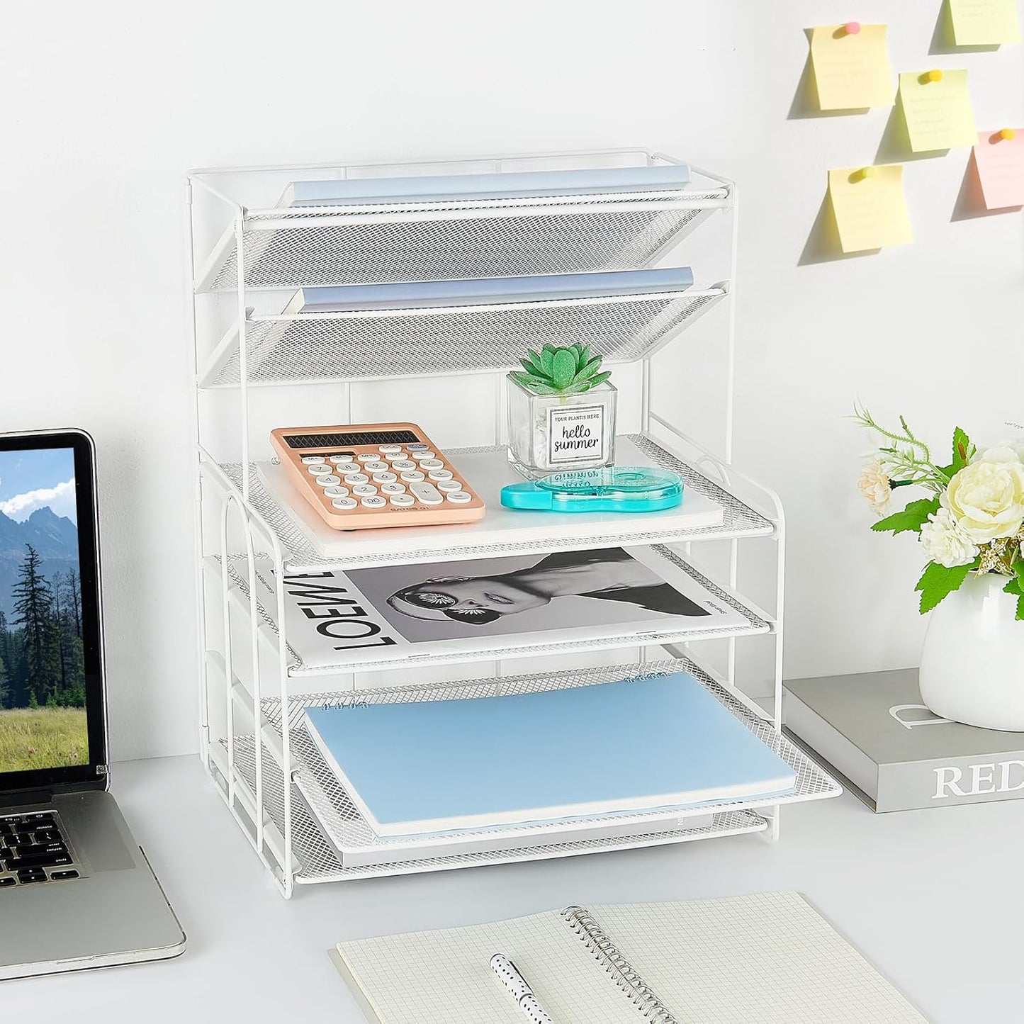 6-Tier Letter Tray Paper Organizer, Desk Organizers and Accessories, Desktop File Organizer, Office Desk Accessories for Office Supplies(White)