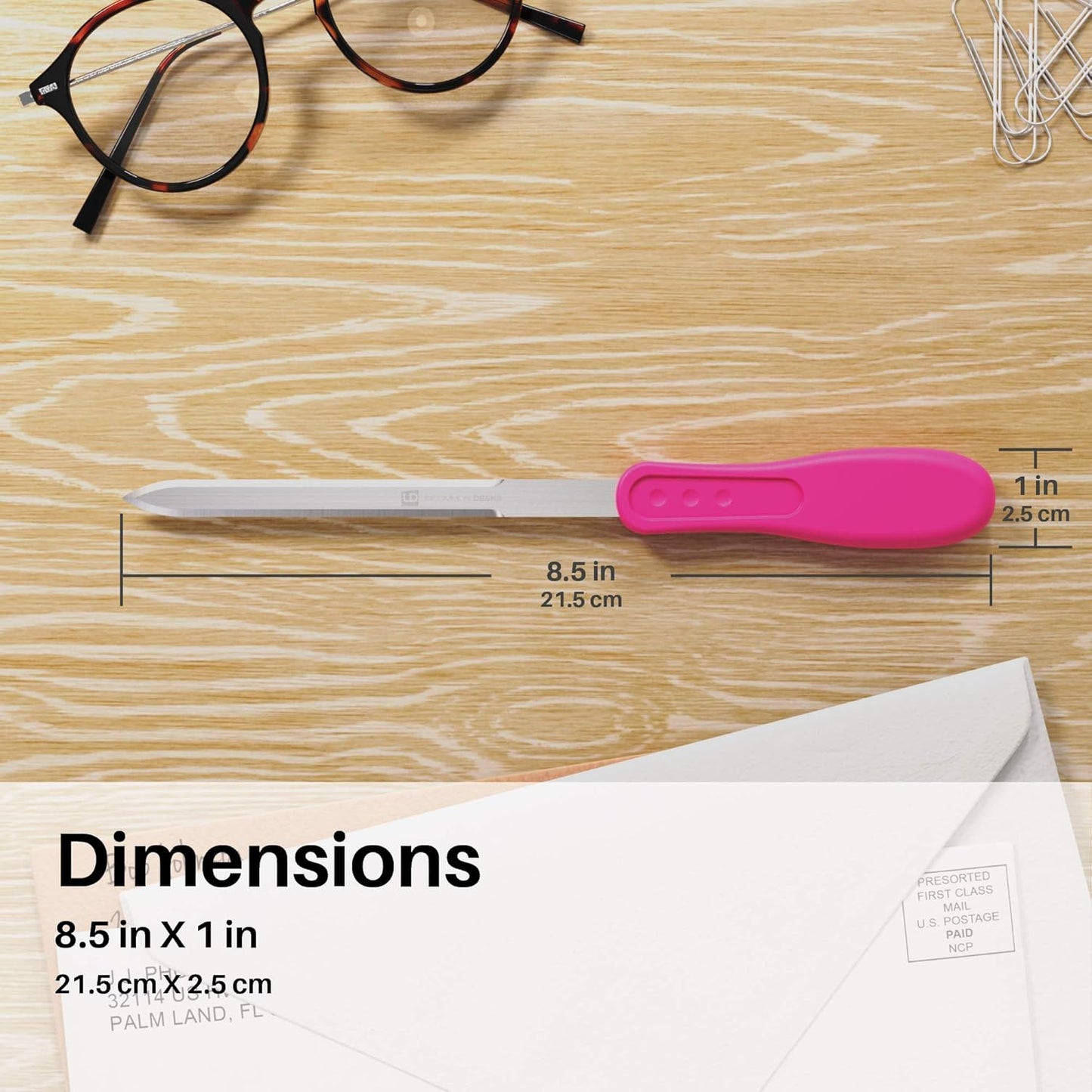 Uncommon Desks Office Letter Opener - Stainless Steel Knife-Edge Blade, Ergonomic Grip Handle (Mixed Colors, 6 Pieces)