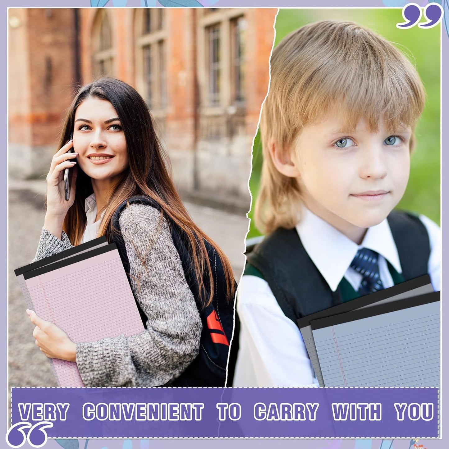 Fuutreo 8 Pcs 8.5'' x 11'' Colored Legal Pad Writing Pads Narrow Ruled 50 Sheets Per Notepad Perforated Writing Notepad Office Supplies for College Office Business (Taro Color)