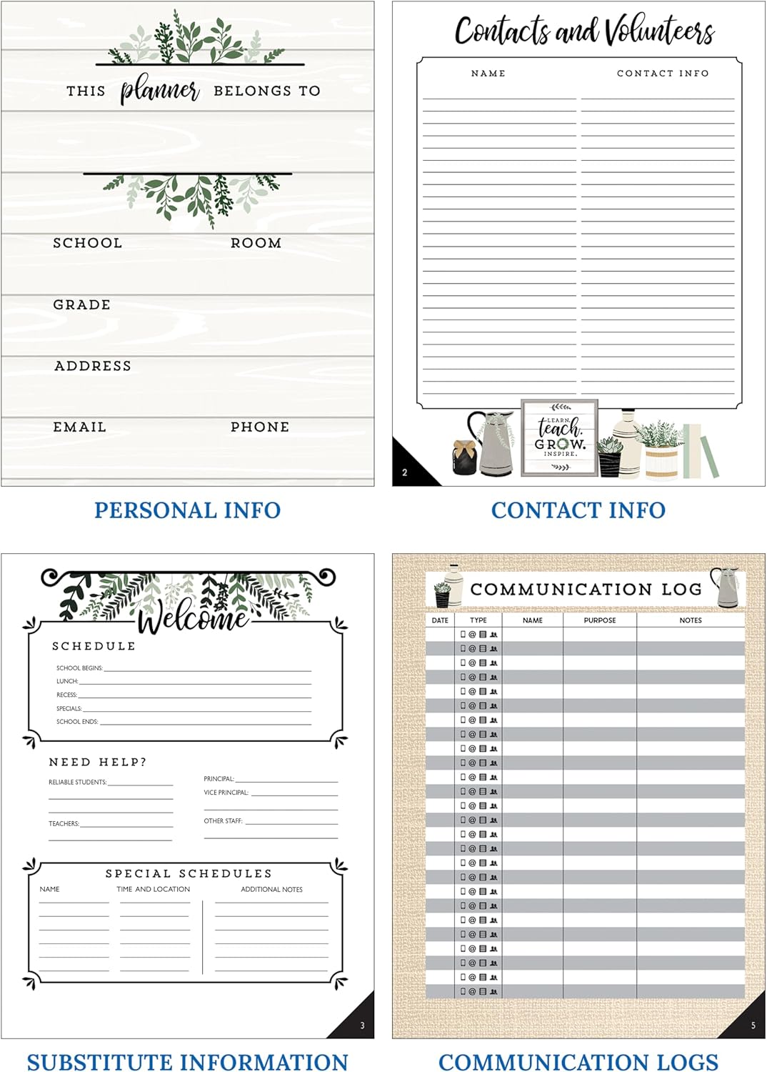 Carson Dellosa Modern Farmhouse Teacher Planner 2025-2026, Undated 8" x 11" Lesson Plan Book With Stickers, Class Schedule, and Weekly Calendar School Supplies, Homeschool and Classroom Must Haves