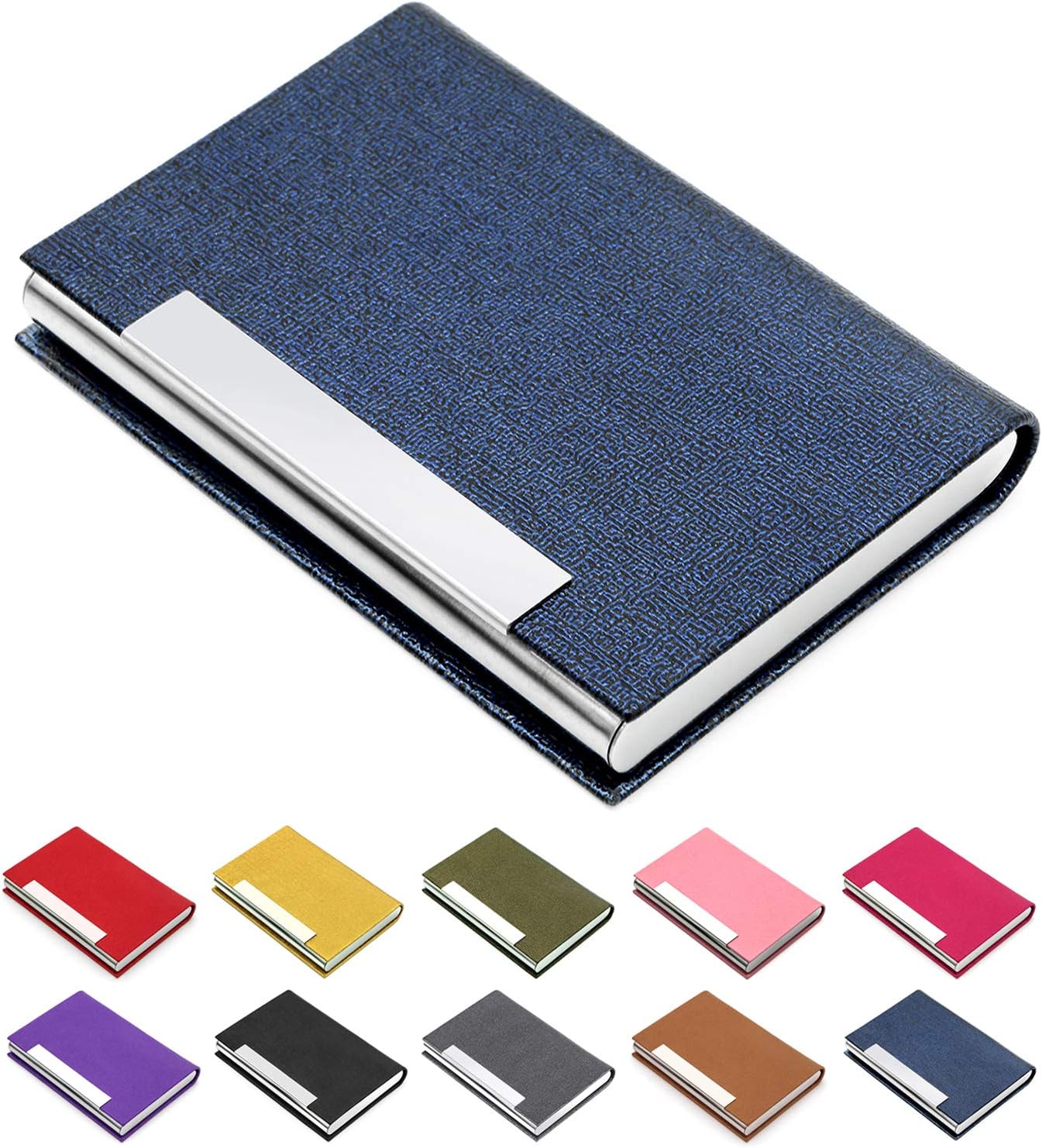 Padike Business Card Holder, Blue, Faux Leather, RFID Protected, Stylish Design