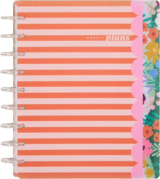 Happy Planner Disc-Bound Planner Jan.–Dec. 2026, Includes 3 Extra Months and 2 Sticker Sheets, Classic Size, 7" x 9.25", Dashboard Layout, Floral Color Beat