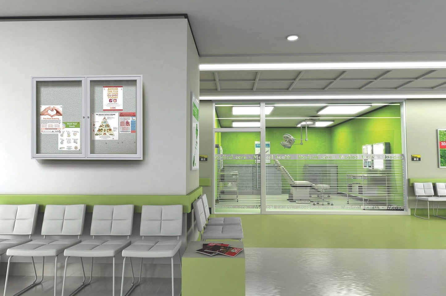 Ghent 36"x60" 2-Door Outdoor Enclosed Vinyl Bulletin Board, Shatter Resistant, with Lock, Satin Aluminum Frame - Ebony (PA23660VX-183), Made in the USA