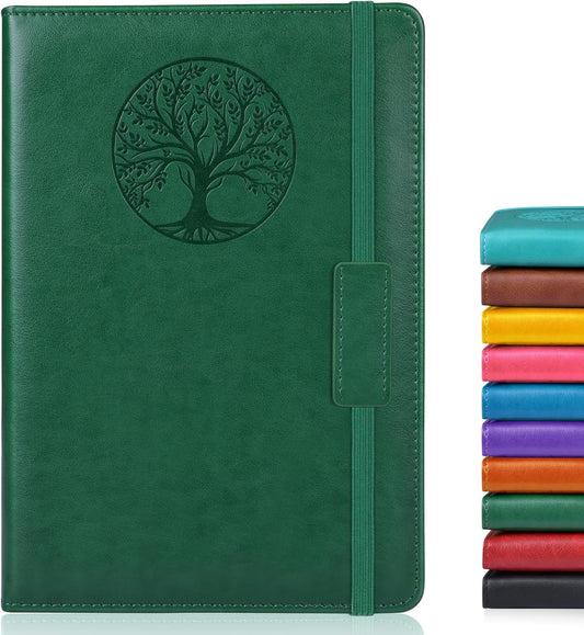 Lined Journal Notebook for Women Men,256 Pages A5 Hardcover Leather Journals for Writing,Travel,Business,Work & School,College Ruled Notebooks for Note Taking,Diary Notepad 5.7"×8.3"(green)